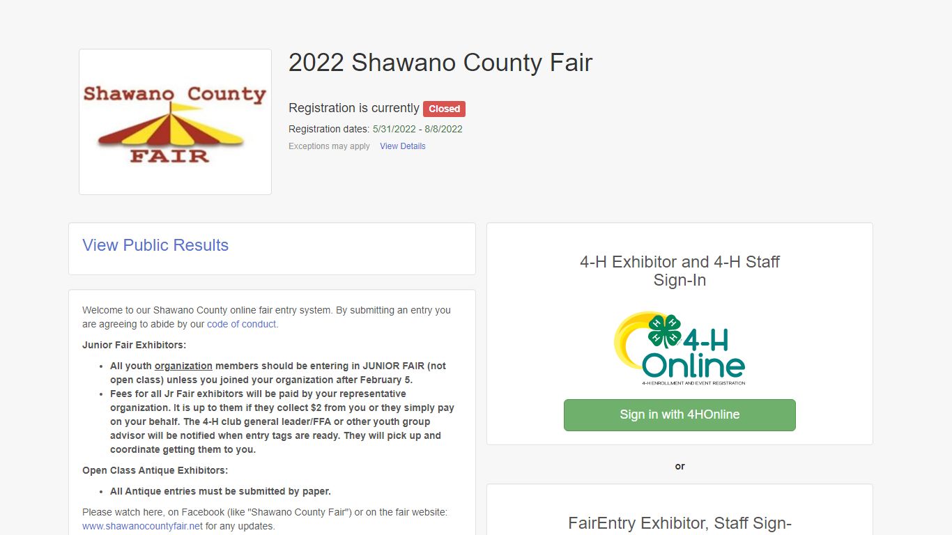 2022 Shawano County Fair - FairEntry.com